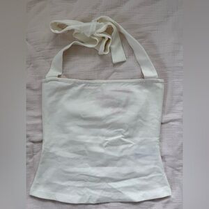 Edikted White MARISOL STRAIGHT NECK HALTER TOP